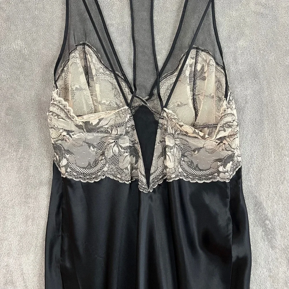 Calvin Klein Sleepwear Mini Dress Womens L 100% Silk Lace Coquette